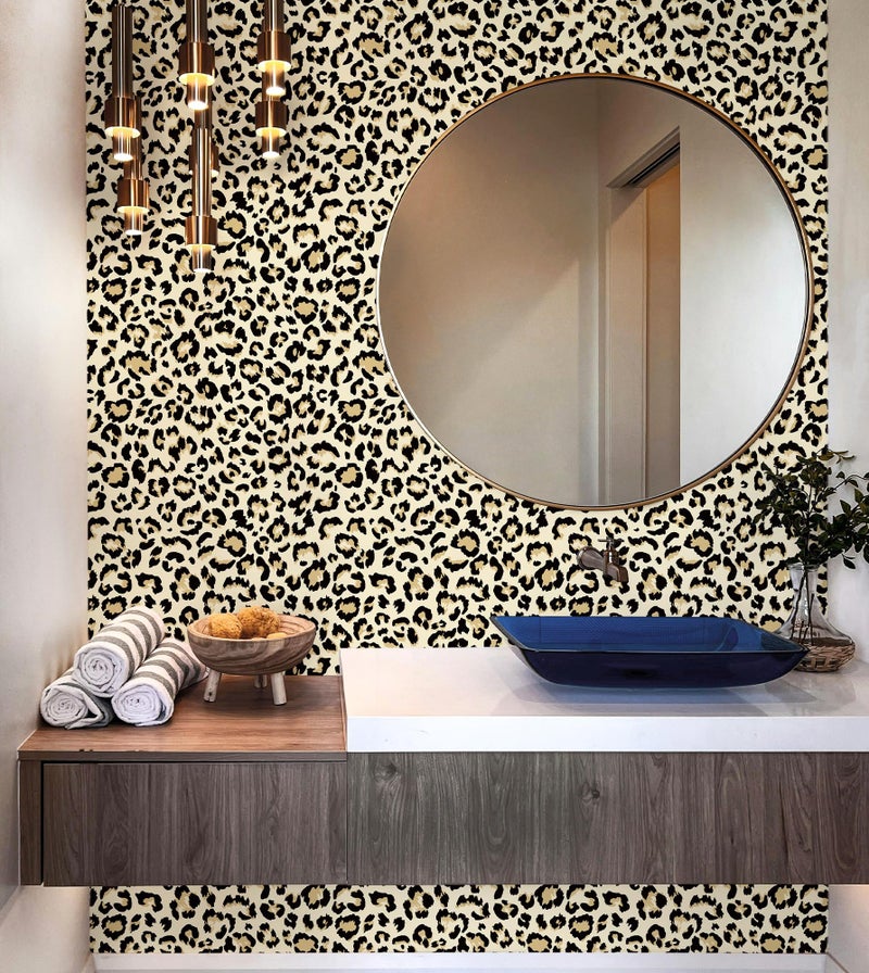 Naphite Leopard Wallpaper Cheetah Print Self Adhesive Wallpaper 78.7inL17.3inW Vintage Contact Paper for Cabinets Liners Waterproof Bathroom Funky Room Decor Removable Brown Cheetah Contact Paper - Image 2