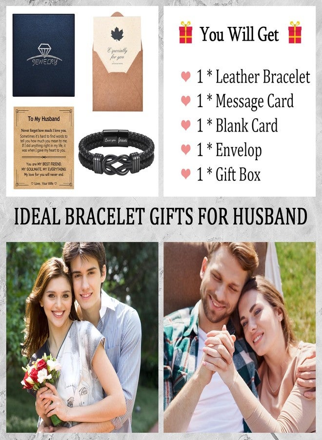 EPIRORA Gifts for Husband from Wife- Black Braided Leather Infinity Knot Bracelets for Men Him, Husband Jewelry Gifts for Christmas Stocking Stuffers Birthday Valentine's Day - Image 3