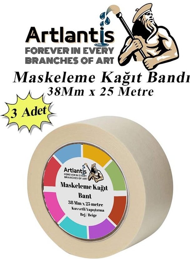 Artlantis Masking Tape Paper Tape 38 mm 25 Meters 3 Painting Tapes  - Image 1