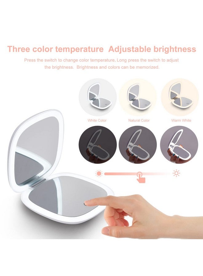 Mocado Compact Led Magnifying Travel Makeupmirror4 Inches 1X10X Magnification Small Hand Pocket Dimmable Double Sided Usb Rechargeable Touch Screen Portable Tabletop Cosmetic (White) - Image 3