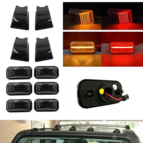 TOTMOX 14 Pack Hummer H2 Cab Roof Lamps Compatible with 2003-2009 Hummer H2 and H2 SUT Top Clearance LED Side Marker Light Kit Front Rear Amber/Red Cab Roof Lamps Replacement - Image 3