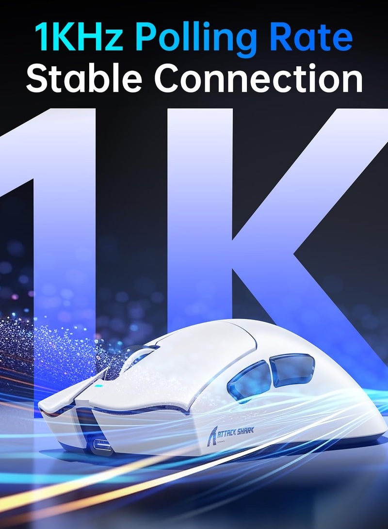 هجوم القرش ماوس ألعاب لاسلكي V3PRO للألعاب الإلكترونية مع قاعدة شحن مغناطيسية: خفيف الوزن 62 جرامًا - 1 كيلو بايت من الاستطلاع - 25 كيلو بايت من نقطة لكل بوصة - مستشعر PAW3311، سلكي/بلوتوث/2.4 جيجا هرتز قابل للبرمجة، BK52820 IC لأجهزة الكمبيوتر المحمولة واللاعبين - Image 5