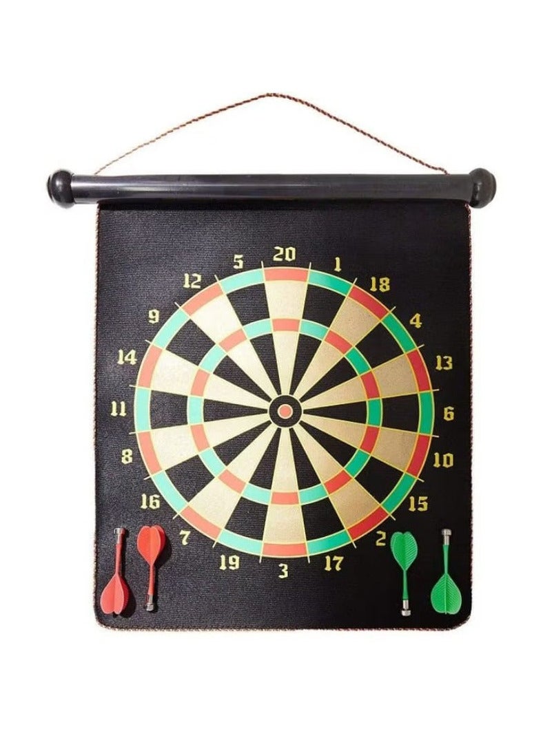 لعبة تصويب السهام المغناطيسية محمولة وقابلة للطي مزدوجة الوجه مع 4 سهام غير مدببة - Image 1