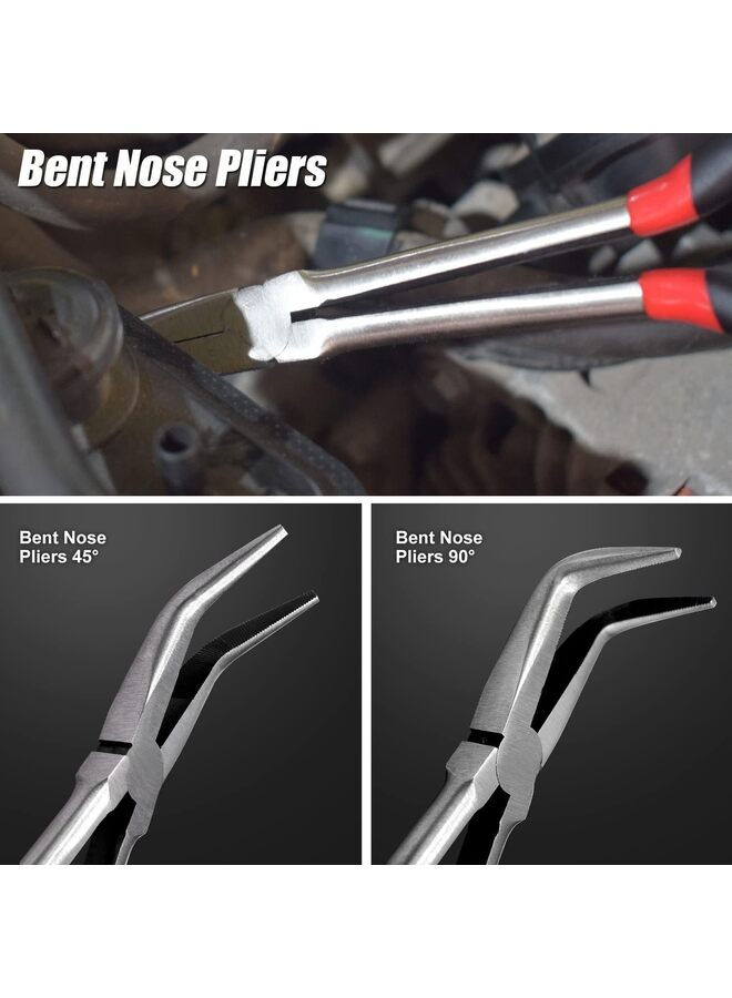 Extra Long Needle Nose Pliers Set, 11 Long Reach Straight Pliers,45/90 Degree Bent Nose Pliers,Diagonal Pliers and O-shape Tip Craft Repairing Tool (Size : 4PCS) - Image 5