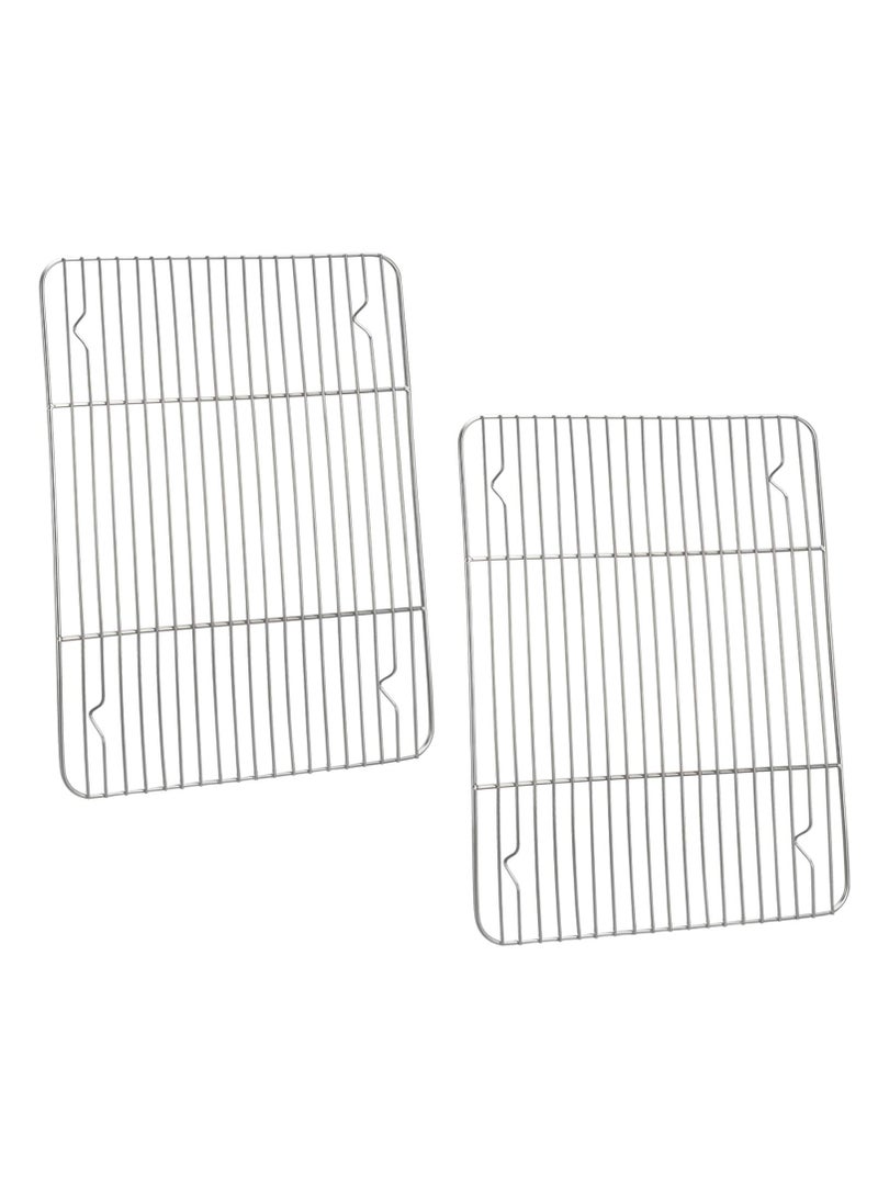 P&P CHEF PP CHEF Cooling Baking Rack Pack of 2 Stainless Cooling Racks for Cooking Baking Roasting Grilling Drying Dense Wires  Mirror Finish Dishwasher Safe Silver 116 x 9 