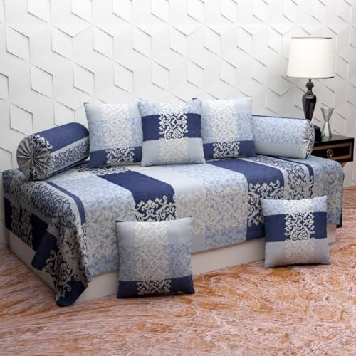 BELVOSTUM Diwan Set | Diwan Bedsheet Set of 8 Pieces | 1 Single Bedsheet, 2 Bolster Cover, 5 Cushion Covers | 100% Microfiber Diwan Set for Living Room Dining Hall - Image 1