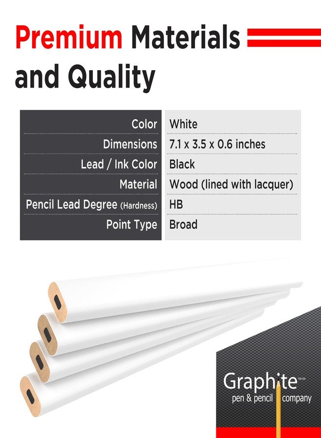 GRAPHITE Hard Lead Carpenter Pencils Bulk - (72) Pieces Lumber Wooden Pencil #2 (HB) - White - Image 2