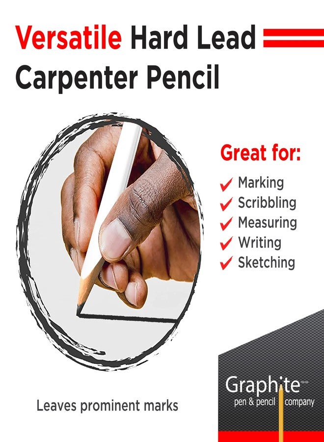 GRAPHITE Hard Lead Carpenter Pencils Bulk - (72) Pieces Lumber Wooden Pencil #2 (HB) - White - Image 4