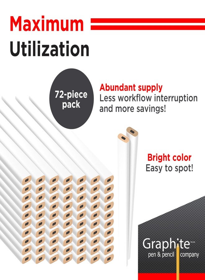 GRAPHITE Hard Lead Carpenter Pencils Bulk - (72) Pieces Lumber Wooden Pencil #2 (HB) - White - Image 3