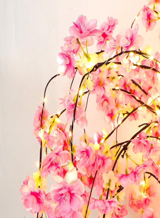 OUSHENG Lighted Cherry Blossom Tree LED Artificial Trees for Decoration Inside, Light up Fake Plant with Faux Flower for Home Wedding Party Festival Christmas Indoor Decor, Warm White, 4FT - Image 3