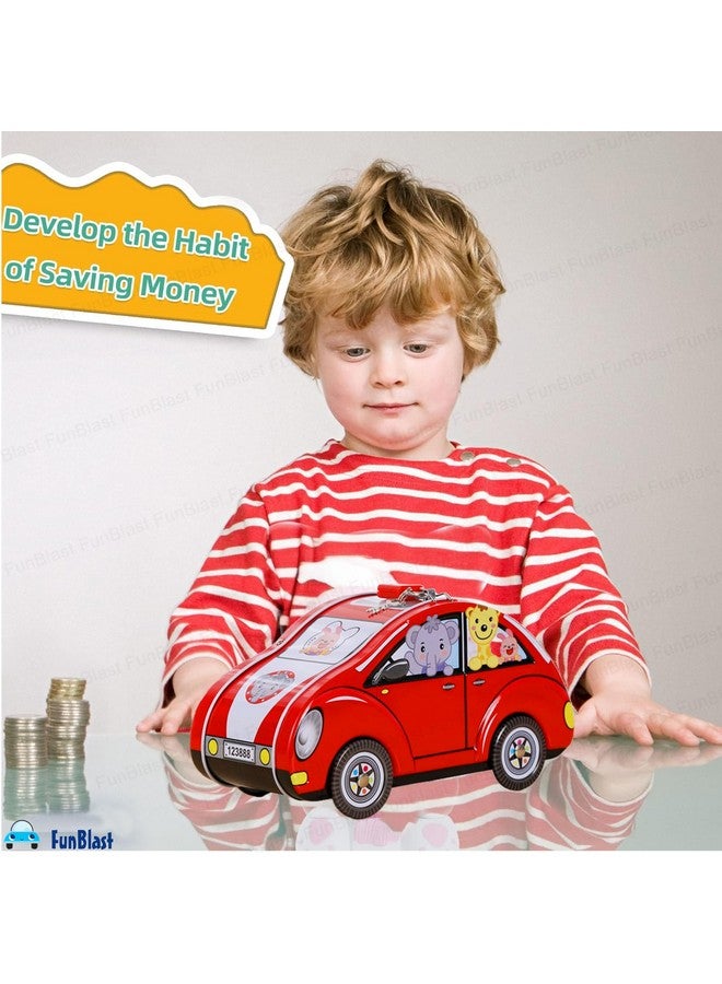 FunBlast Piggy Bank - Car Shaped Coin Box With Moving Wheel For Kids, Piggy Bank For Kids, Coin Box For Kids, Money Bank For Kids (Red), Modern - Image 3