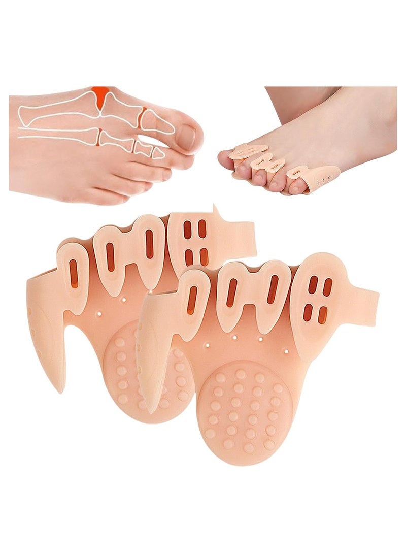 KASTWAVE 2 Pairs Toe Splitter, 5-hole Toe Stretcher, Soft Gel Toe Spacers to Correct Toes, Toe Corrector, Bunion Corrector for Women Men Toe Straightener Toe Stretcher Big Toe Separators - Image 1