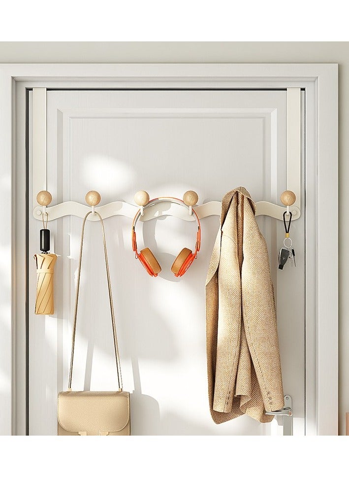 DELGREEN Over The Door Hook Hanger 6 Hooks Towel Rack Silent Super Load-bearing Over Door Hanger Towel Hook for Hanging Coat Towel Bag Robe 60*22cm - Image 1