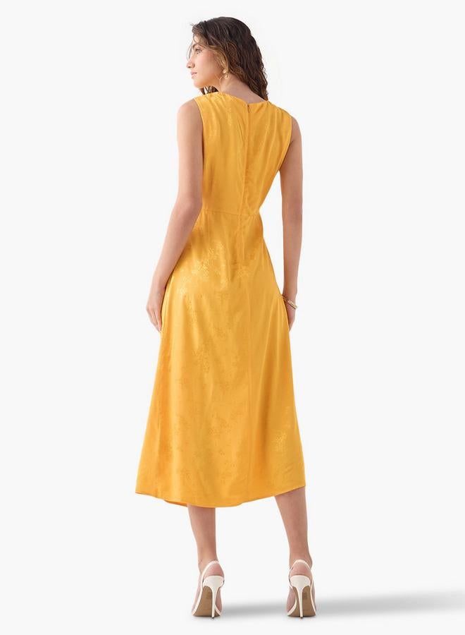 ايكونيك فستان بلا أكمام بنقشة مع تفاصيل عقدة - Image 3