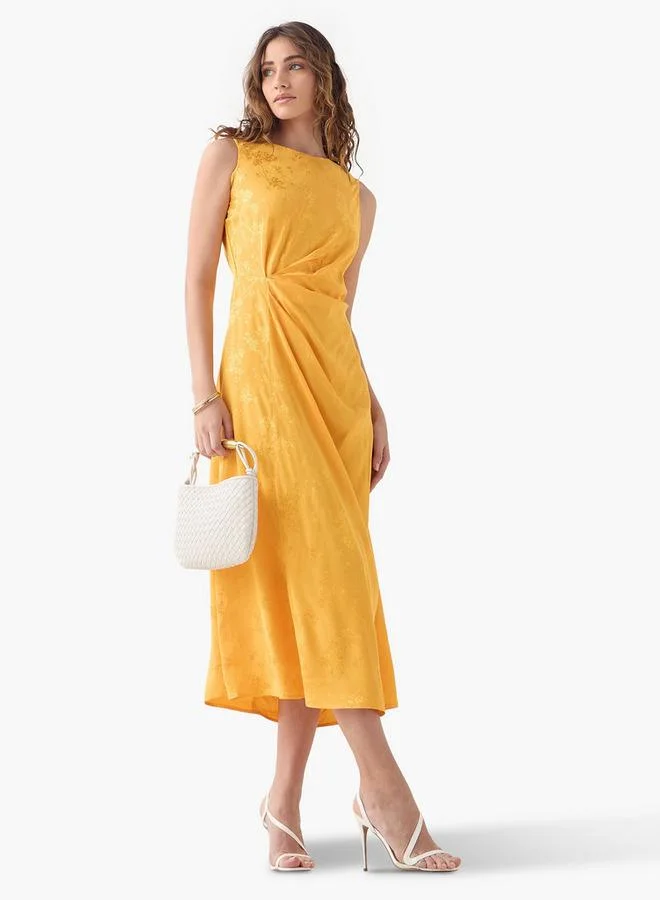 Iconic Textured Sleeveless Dress with Knot Detail