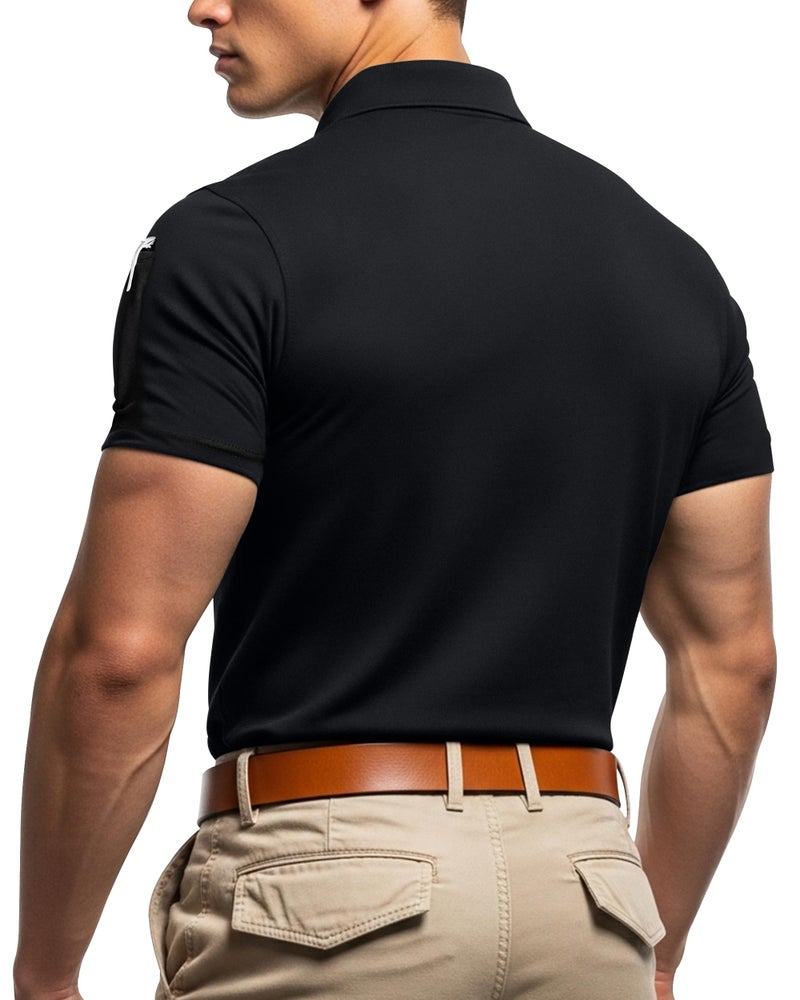NY Threads 3 Pack Men's Polo Shirt Short Sleeves UPF 50+ Quick Dry Performance Tactical Pique Jersey Golf Shirt, X-Large, Black/Light Grey/Army Green - Image 2