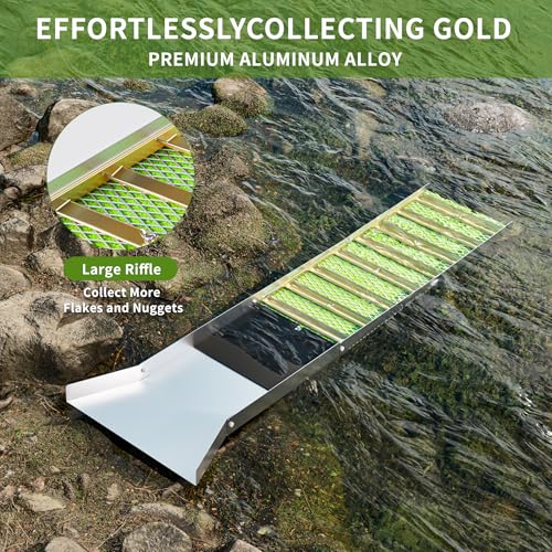Kingson Gold Panning & Prospecting Kit, 50" Sluice Boxes, Portable Folding Aluminum Sluice Box with Miner's Moss – Lightweight Gold Prospecting Tool for Rivers, Creeks Dredging - Image 4