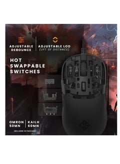 Cosmic Byte Kilonova 3370IC PRO X-Light Wired Gaming Mouse (Black) | 65 Grams | Pixart 3370 Sensor | DIY Hot Swappable Switches | 0.8MM PTFE Feet | Adjustable Debounce Rate | Honeycomb Design  - Image 4