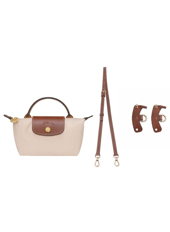 لونغ حقيبة يد نسائية صغيرة من لونغشامب، حقائب كروس بودي، حقيبة كتف بحزام كتف مع مشبك، لون أبيض ورقي، طراز كلاسيكي - Image 1