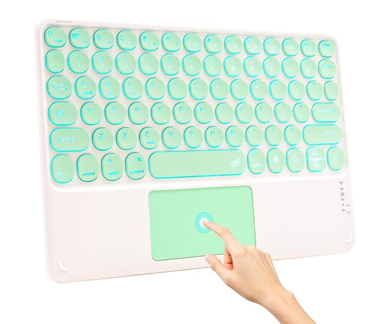 Concept Kart Universal Wireless Bluetooth Keyboard with Touchpad and RGB Backlit Compatible with iPad Tablet, Android, Windows, Mac, Laptop | Silent Keys| Ultra-Slim Multi-Device Keyboard (Green) - Image 1