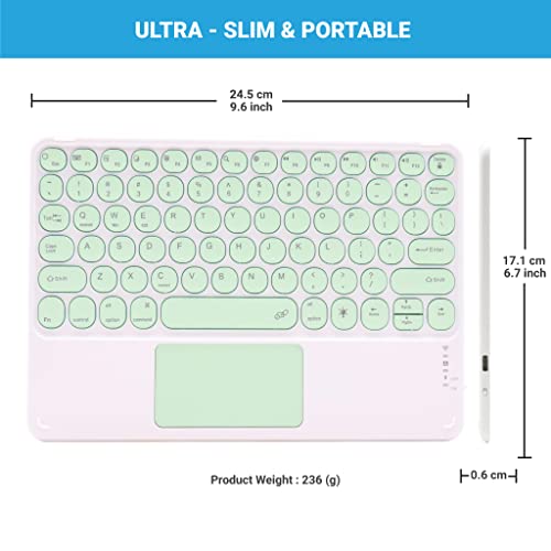 Concept Kart Universal Wireless Bluetooth Keyboard with Touchpad and RGB Backlit Compatible with iPad Tablet, Android, Windows, Mac, Laptop | Silent Keys| Ultra-Slim Multi-Device Keyboard (Green) - Image 5