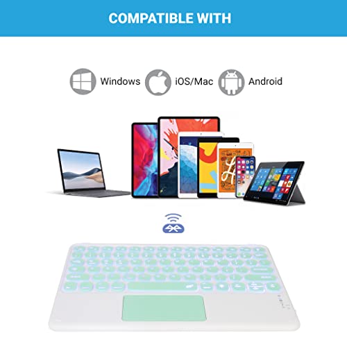 Concept Kart Universal Wireless Bluetooth Keyboard with Touchpad and RGB Backlit Compatible with iPad Tablet, Android, Windows, Mac, Laptop | Silent Keys| Ultra-Slim Multi-Device Keyboard (Green) - Image 3