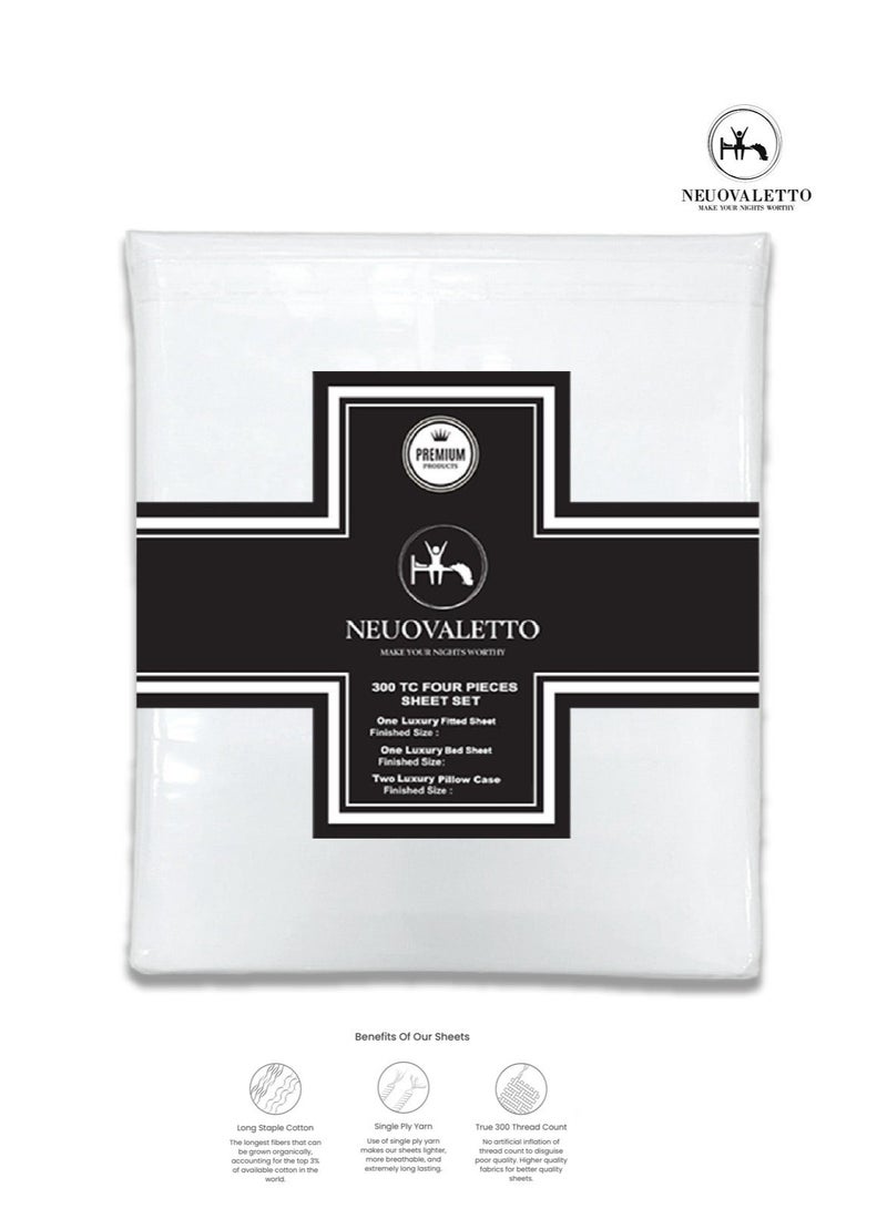 نيوفالييتو طقم سرير فاخر مقاس 137x190 100% من القطن الطبيعي طويل التيلة 300TC، ملاءة مثبتة قطعة واحدة، ملاءة مسطحة واحدة، قطعتان من أغطية الوسائد، تهوية ناعمة وأفضل - Image 4