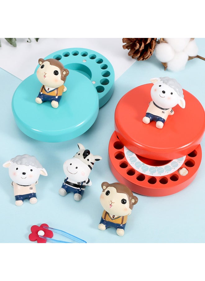 Generic - Deciduous Teeth Commemorative Box Baby Teeth Replacement Preservation Wooden Box Teeth Drop Collection Commemorative Gift Toy Wholesale-Color:Red Strap-Monkey - Image 1