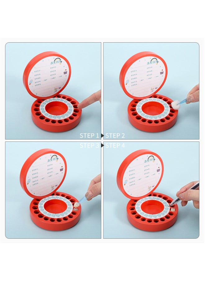Generic - Deciduous Teeth Commemorative Box Baby Teeth Replacement Preservation Wooden Box Teeth Drop Collection Commemorative Gift Toy Wholesale-Color:Red Strap-Monkey - Image 1
