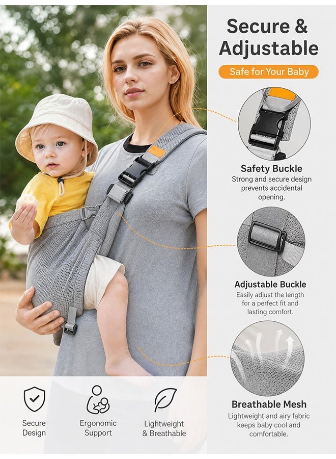 GD Baby Adjustable Sling, Comfortable Portable Breathable Carrier Wrap, Mesh Fabric Wrap Baby Carrier for Newborn up to 0-3 years old - Image 3