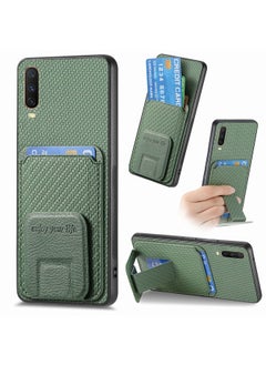 Case Cover For vivo Y12 / Y15 / Y17 / Y3 Carbon Fiber Card Bag Fold Stand Phone Case Green