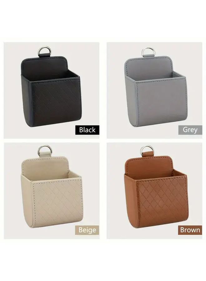 Coffee Leather Car Storage Bag Organizer Ventilated Box For Mobile Phone Accessories - Image 5