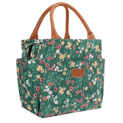 Joymee Lunch Bag Women Insulated Lunch Box Cute Corduroy Reusable Leakproof Large Capacity Lunch Tote Bag for Women Men Adult with Bottle Holder and Side Pockets for Work Corduroy MultiFloral - Image 1