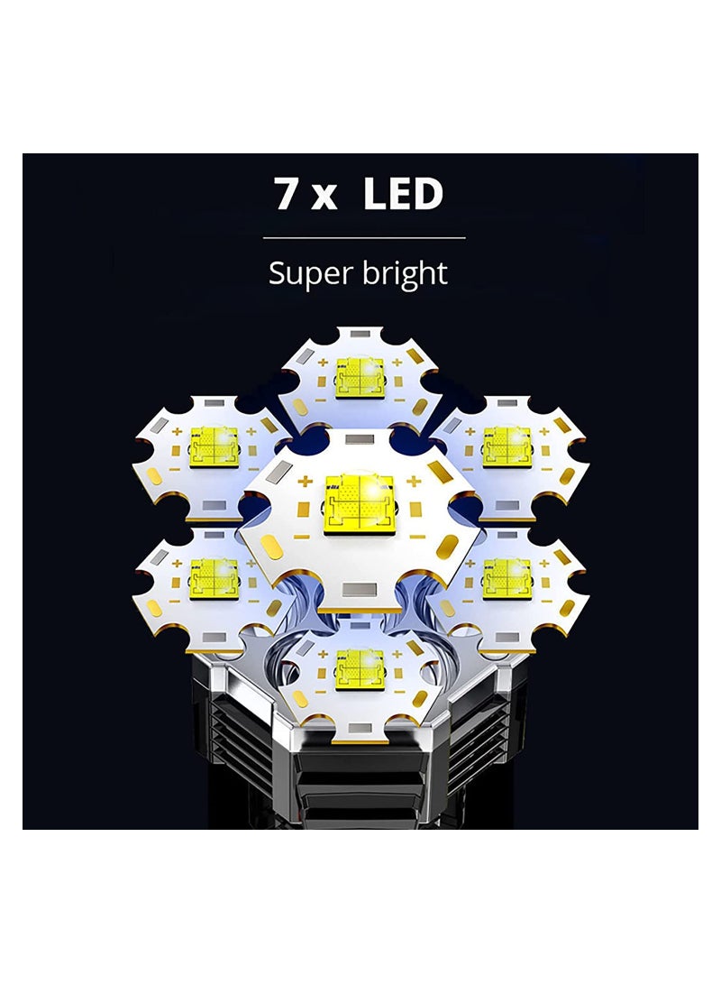 Super Bright Rechargeable LED Flashlight & Camping Lantern, Handheld Searchlight with Handle for Hunting, Hiking & Outdoor Adventures, Black - Image 3