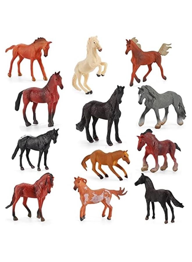 12PCS Realstic Mini Horse Figurines Toy Palyset Arabian Horse Hannover Horse Morgan Stallion Solid Steed Model Set Early Educational Cognitive Toy for Kids  - Image 2