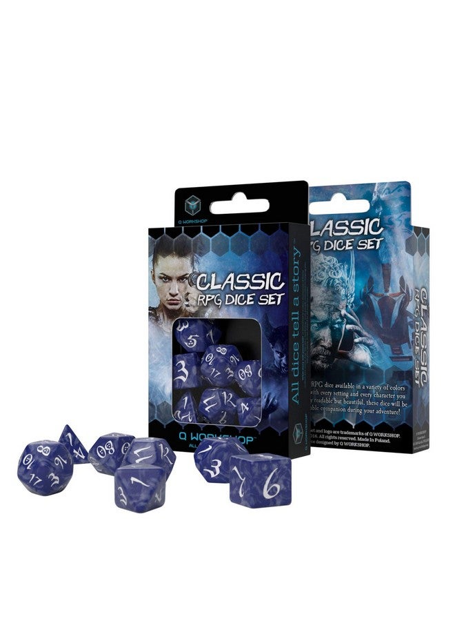 Q WORKSHOP Q-Workshop Classic RPG Cobalt & White Dice Set Blue, Large (18mm - 25mm) - Image 2