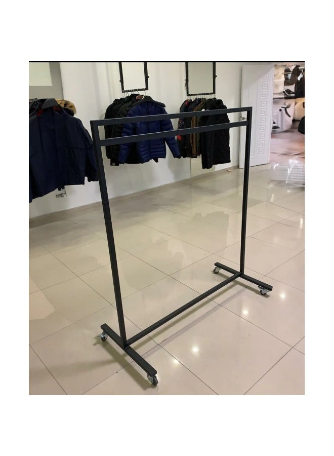 Hanger with four wheels. Material: Iron. Paint color: Black. Length: 120 cm. Height: 150 cm. - Image 1