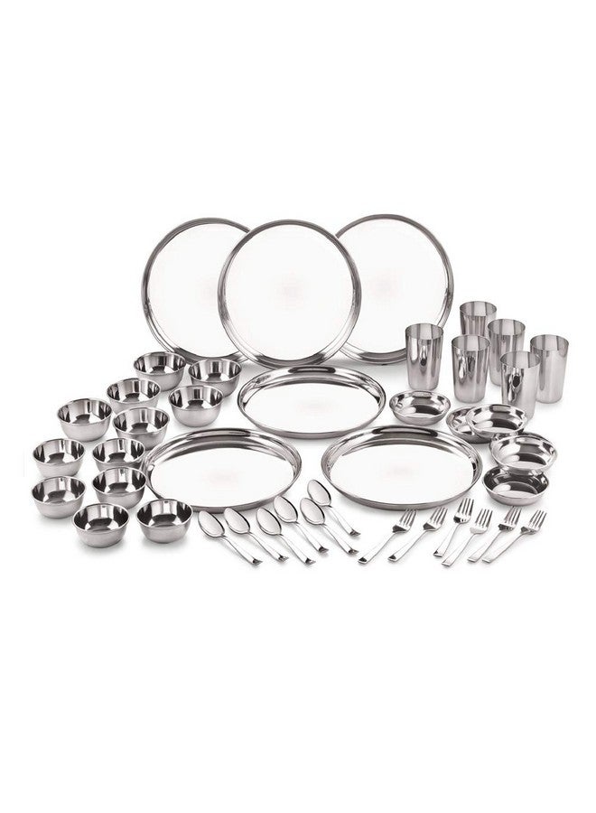 Neelam Stainless Steel 24 Gauge Premium 42 Pieces Dinner Set, Ideal Gifting Dinner Set, Ideal for Special Occasions Like Anniversary, Wedding, Housewarming Party, Dishwasher Safe, Silver - Image 1
