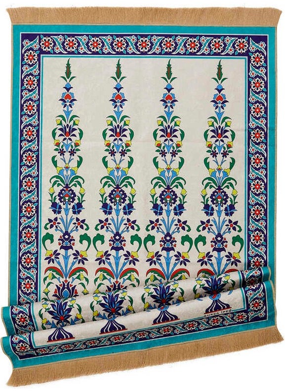 Bursa Silk Water Green Velvet Carpet Prayer Rug - pzsku/Z651B3B1333B89BEEAEDFZ/45/_/1734811527/1241bbd1-aa2b-43af-83e4-72e05d26e76b