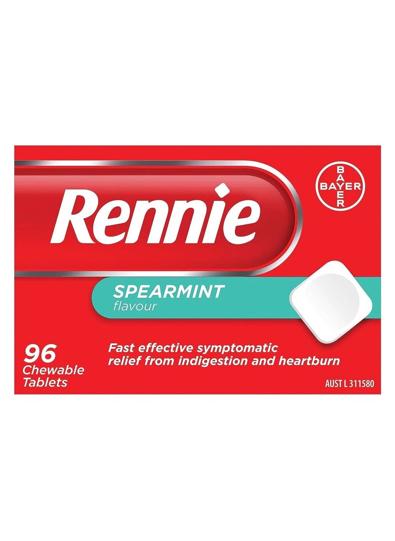 RENNIE Rennie Spearmint Chewable Antacid Tablets – 96 Count 