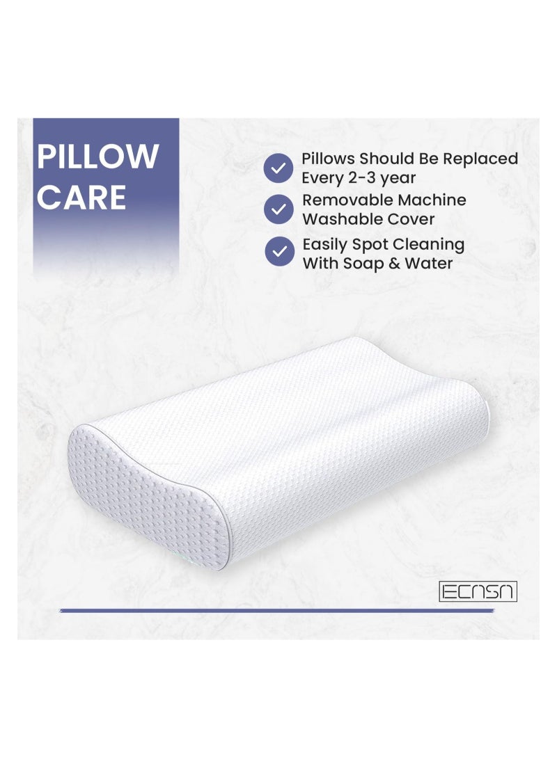 Memory Foam Neck Pillow, Contour Memory Foam Side and Back Sleepers Bed Pillow- Sleeping Pillows for Adults - Image 4
