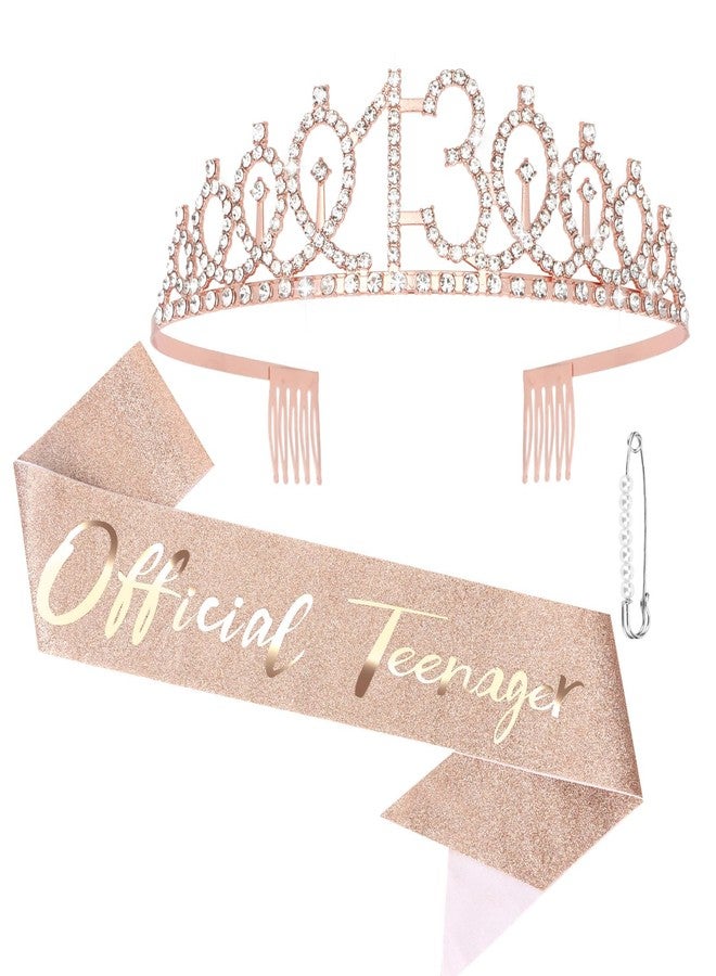 Semato 13th Birthday Decorations for Girls 13th Birthday Sash and Crown Gifts for Girls - Image 1