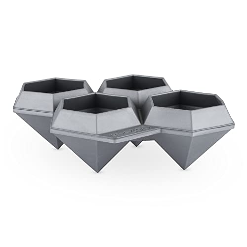 True Zoo Jumbo Iced Out Diamond Ice Tray Silicone Mold and Ice Cube Tray for Cocktails Makes 4 Ice Cubes Grey Set of 1