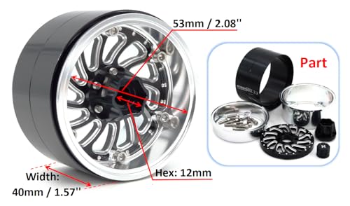 HOBBYSOUL 22 Beadlock Wheels Wide 40mm Adjustable Negative Offset Rims for 110 RC Crawler TRX4 SCX10 Capra Gen8 Everest gen 7 Pro Upgrades HS701578 - Image 5