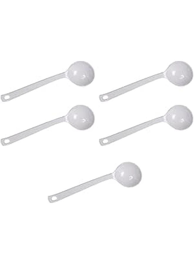 5Pcs White Turtle Shell Soup Spoons Long Handle for Hot Pot Ramen and Restaurant Use - Image 1