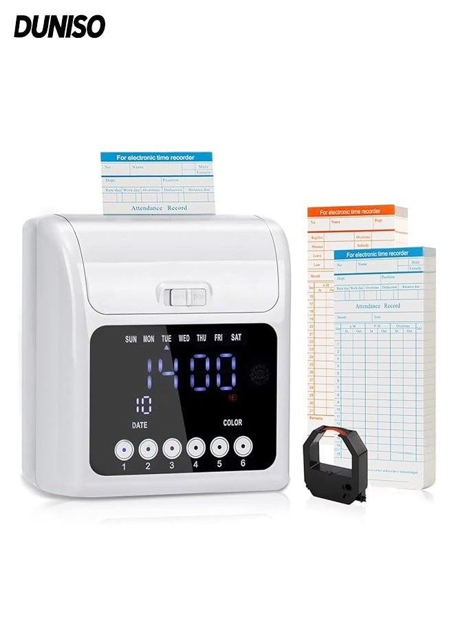 DUNISO Time Clock Bundle with 50 Time Cards,Employee Checking-in Recorder, Auto-Align Employee Time Clocks for Small Business - Image 1