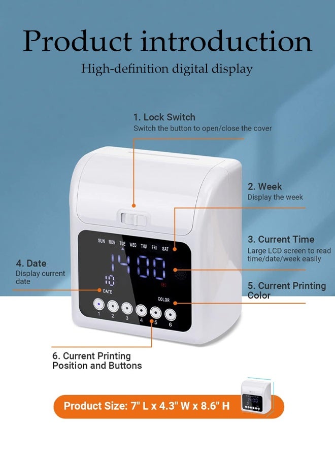 DUNISO Time Clock Bundle with 50 Time Cards,Employee Checking-in Recorder, Auto-Align Employee Time Clocks for Small Business - Image 5