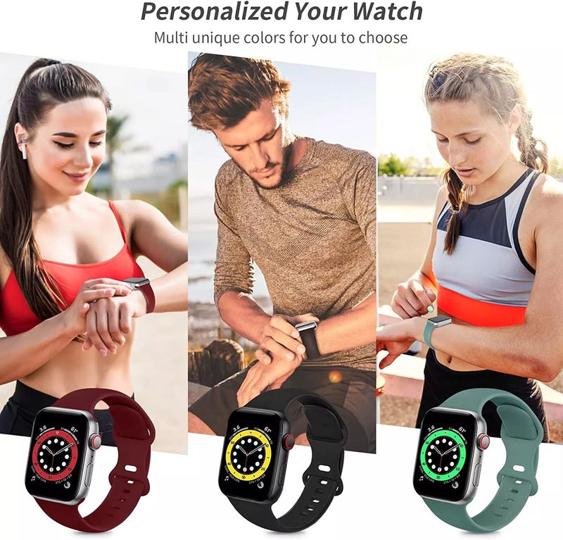 PEFKO PSS04 Double Loop Soft Silicone Watch Straps Compatible With Apple iWatch Band For Apple Watch Series 8/7/6/5/4/3/2/1/SE (38MM 40MM 41MM, PINK) - Image 2