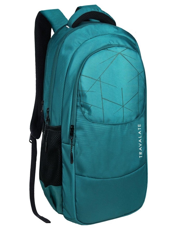 TRAVALATE Unisex Polyester 35L Backpack School Bag Women Men Boys Girls Class 6 to 12 children Daypack College Bag Book School Sports Bag Weekend Bag with rain cover - Teal - Image 1