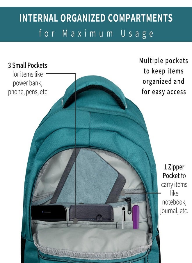 TRAVALATE Unisex Polyester 35L Backpack School Bag Women Men Boys Girls Class 6 to 12 children Daypack College Bag Book School Sports Bag Weekend Bag with rain cover - Teal - Image 4